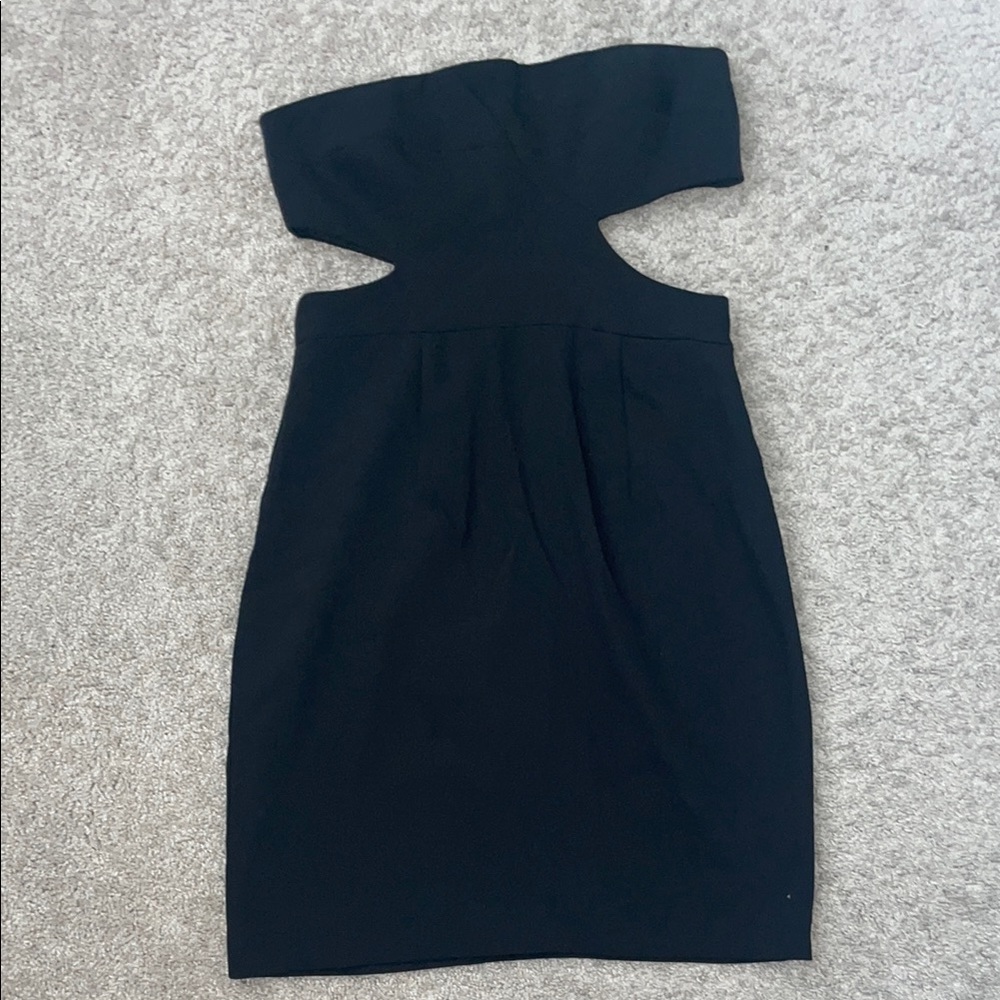 Black Halo Black Strapless Cutout Sheath Dress